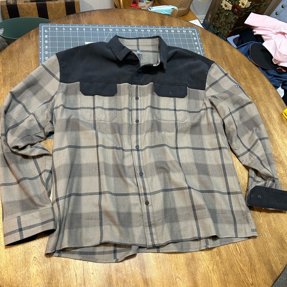 Men’s Kuhl Size XXXL Snap Down Long Sleeve Flannel With Corduroy Top Shirt